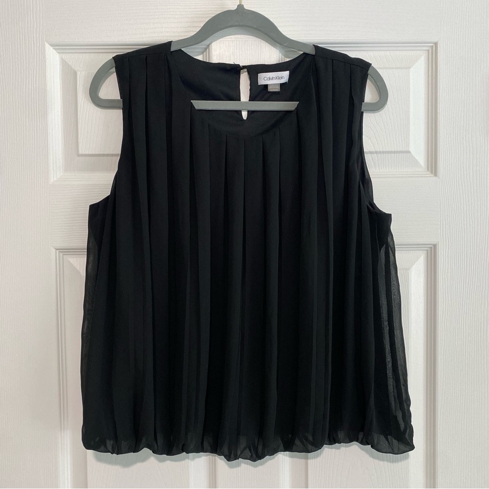 Calvin Klein Women's Black Pleated Blouse